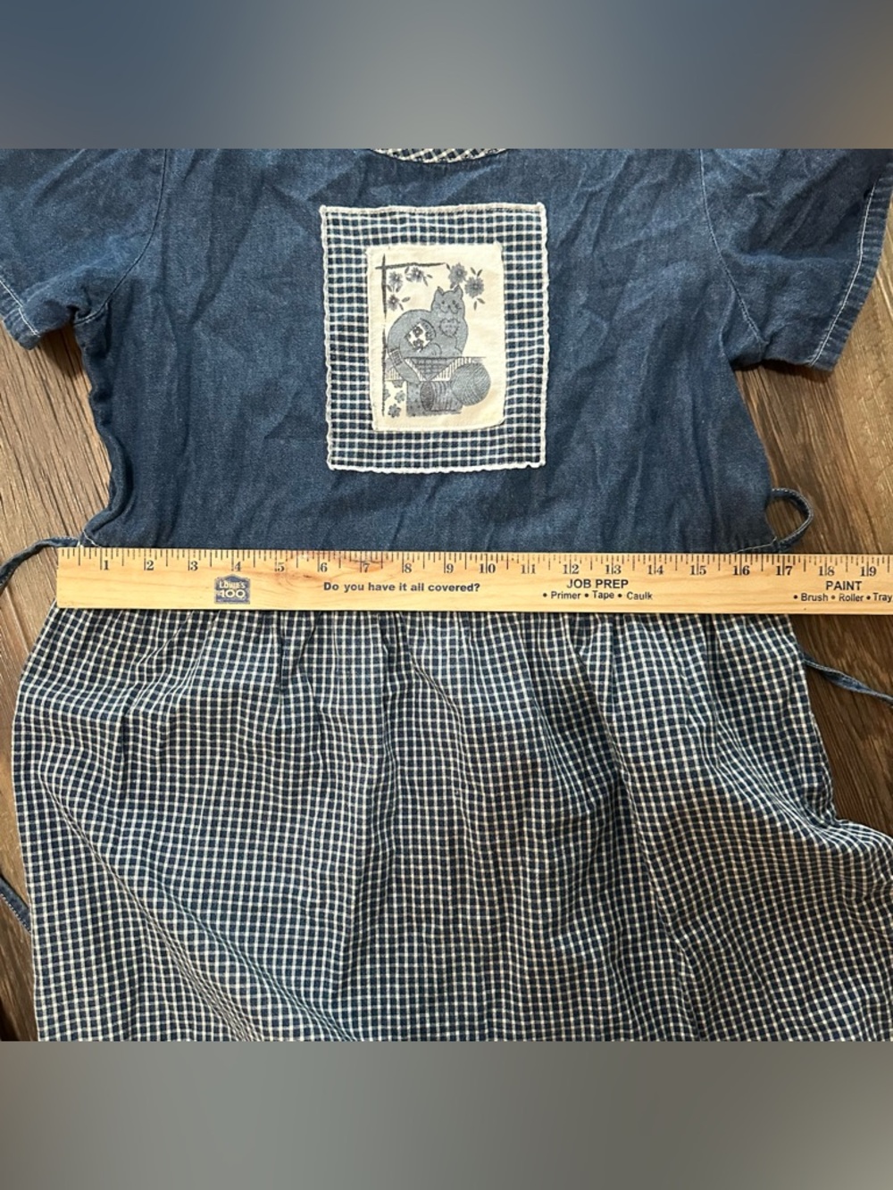 Bobbie Brooks gingham checkered denim long dress with CAT women’s S vintage - Picture 8 of 10